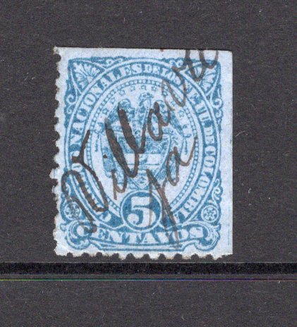 COLOMBIA - 1883 - CANCELLATION: 5c blue on blue used with VILLAVIEJA manuscript cancel. (SG 109)  (COL/41047)