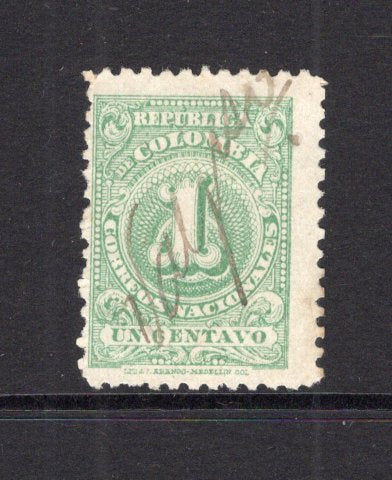 COLOMBIA - 1904 - CANCELLATION: 1c green 'Numeral' issue 'Type 3' used with fine VALPSO (VALPARAISO) manuscript cancel in black. (SG 273)  (COL/41049)