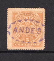 COLOMBIAN STATES - ANTIOQUIA - 1896 - CANCELLATION: 5c dull yellow used with fine complete strike of fancy oval ANDES cancel in purple. (SG 110)  (COL/41054)