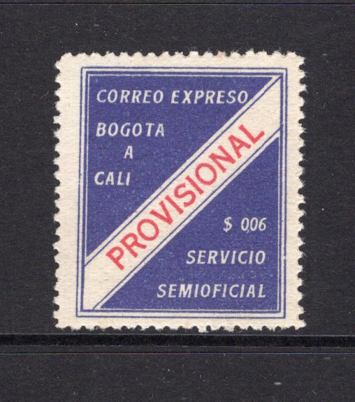 COLOMBIAN PRIVATE EXPRESS COMPANIES - 1930 - RIBON: 6c dark blue & red 'Ribon' EXPRESS issue, first type a fine mint copy. Scarce. (Hurt & Williams #2)  (COL/9310)