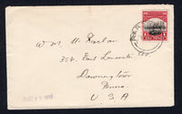 COOK ISLANDS - 1926 - PICTORIAL ISSUE: Cover franked with single 1924 1d black & carmine red (SG 82) tied by RAROTONGA cds. Addressed to USA.  (COO/18578)