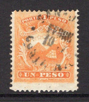 COSTA RICA - 1863 - CLASSIC ISSUES: 1p orange 'First Issue' a very fine used copy with SAN JOSE cds appears to be dated 1877. (SG 5)  (COS/1374)