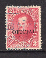 COSTA RICA - 1883 - OFFICIAL ISSUES: 2c carmine 'Fernandez' issue with 'OFICIAL' overprint used with part SECRETARIA DE HACIENDA PAGU blue cancel. (SG O36)  (COS/2105)
