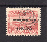COSTA RICA - 1911 - PROVISIONAL ISSUE: 2c on 50c claret 'Train' TELEGRAPH issue perf 14 x 11½, a fine used copy with variety OVERPRINT INVERTED. (SG 110a)  (COS/2125)
