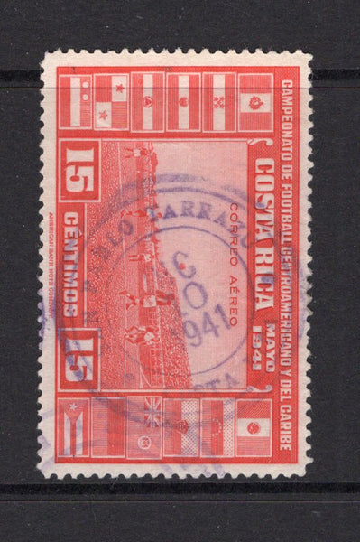 COSTA RICA - 1941 - CANCELLATION: 15c rose used with fine central strike of SAN PABLO TARRAZO cds dated 10 DEC 1941. (SG 290)  (COS/25426)