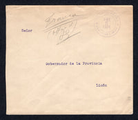 COSTA RICA - 1924 - EMERGENCY AIRMAIL FLIGHT: Stampless official cover with printed 'Secretaria de Fomento Departamento de Agricultura, Republica de Costa Rica' official ARMS imprint on flap with manuscript 'FRANCA OFFICIAL' and 'AS' initials on front with CORREO AEREO SAN JOSE - LIMON cds dated JAN 5 1924. Addressed to LIMON with arrival cds dated the same day on reverse. This cover was flown on the first of the five emergency flights by the US Army. A very unusual & scarce official use.  (COS/27205)
