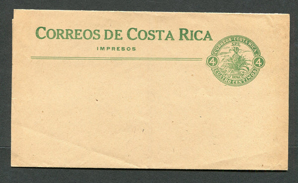 COSTA RICA - 1923 - POSTAL STATIONERY: 4c green on newsprint 'Pineapple' postal stationery wrapper (H&G E2), a very fine unused example. Rare.  (COS/28202)