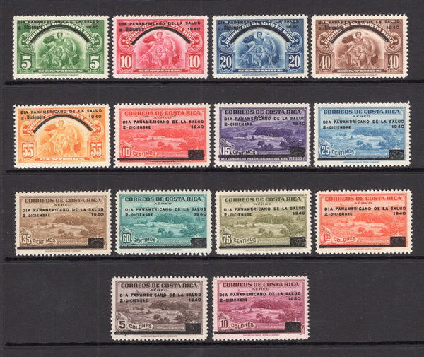COSTA RICA - 1940 - COMMEMORATIVE ISSUE: 'Pan American Aviation Day' issue, the complete set of fourteen fine mint. (SG 261/274)  (COS/31219)
