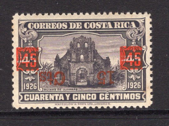 COSTA RICA - 1940 - VARIETY: 15c on 45c slate violet with variety OVERPRINT INVERTED, a fine mint copy. (SG 260a)  (COS/31232)
