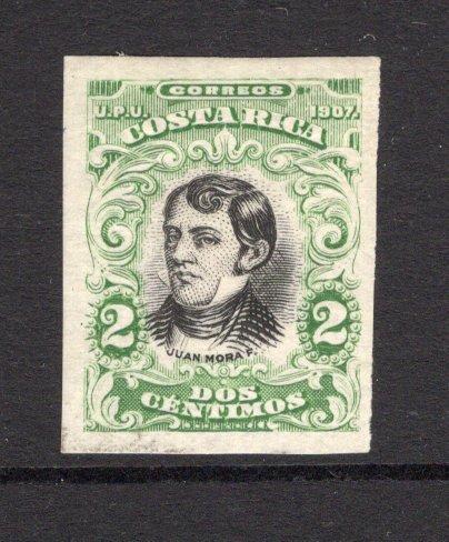 COSTA RICA - 1907 - DEFINITIVE ISSUE: 2c black & yellow green 'Mora' issue, a fine mint IMPERF example. (SG 58 variety)  (COS/37292)