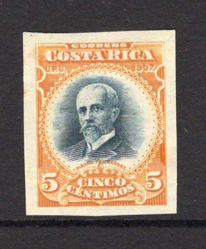 COSTA RICA - 1907 - DEFINITIVE ISSUE: 5c indigo & orange buff 'Fernandez' issue, a fine unused IMPERF example. (SG 60 variety)  (COS/37295)
