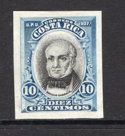 COSTA RICA - 1907 - DEFINITIVE ISSUE: 10c black & blue 'Carillo' issue, a fine unused IMPERF example. (SG 61 variety)  (COS/37297)