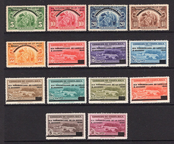 COSTA RICA - 1940 - COMMEMORATIVE ISSUE: 'Pan American Aviation Day' issue, the complete set of fourteen fine mint. (SG 261/274)  (COS/37802)