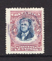 COSTA RICA - 1907 - DEFINITIVE ISSUE: 50c indigo blue & dull claret 'Castro' issue, perf 11½ x 14, a fine lightly used copy. (SG 74)  (COS/38115)