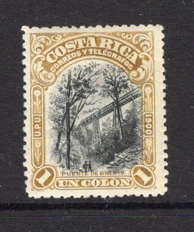 COSTA RICA - 1901 - DEFINITIVE ISSUE: 1col black & olive 'Waterlow' definitive issue, a fine mint copy. A scarce stamp. (SG 48)  (COS/38603)