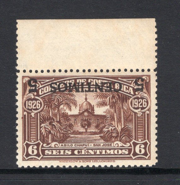COSTA RICA - 1942 - VARIETY: 5c on 6c brown with variety OVERPRINT INVERTED, a fine mint copy. (SG 325a)  (COS/39033)