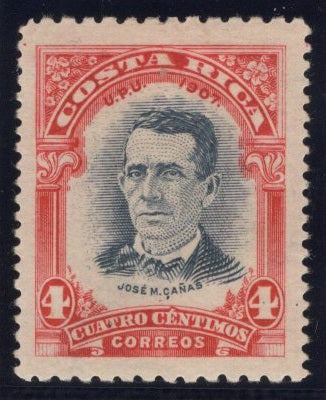 COSTA RICA - 1907 - DEFINITIVE ISSUE: 4c indigo & carmine red 'Jose M Canas' issue perf 11½ x 14, a fine mint copy. (SG 69)  (COS/39907)