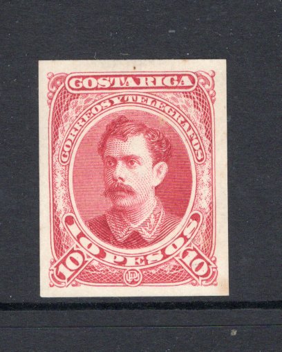 COSTA RICA - 1889 - PROOF: 10p pinkish red 'Soto' issue 'Waterlow' imperf PROOF in unissued colour on thin paper. Very scarce. (As SG 31)  (COS/40394)