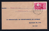 COSTA RICA - 1952 - CANCELLATION: Cover franked with single 1950 15c carmine pink (SG 477) tied by fine strike of CORREOS DE COSTA RICA GERMANIA LIMON cds dated OCT 6 1952. Addressed to SAN JOSE with arrival cds and boxed 'DISTRIBUIDOR No.4' marking on reverse.  (COS/40659)