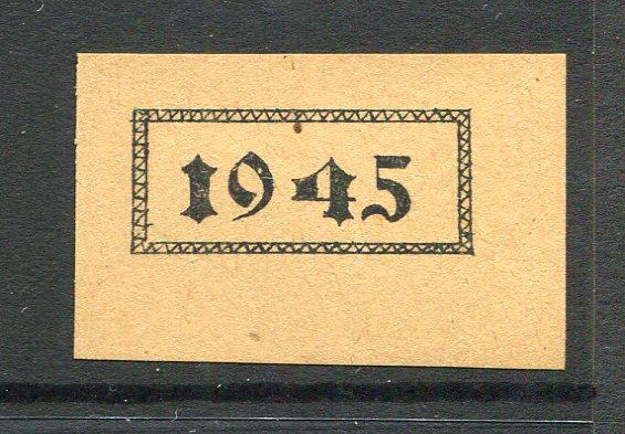 COSTA RICA - 1945 - PROOF: Proof for the boxed '1945' overprint struck in black on buff newsprint paper. (As SG 389, Mena #OPA104)  (COS/7398)