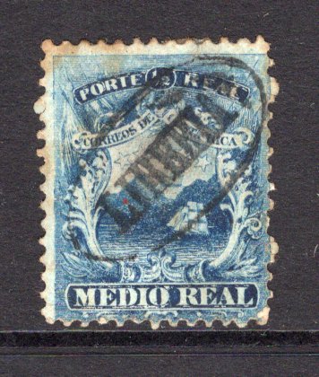 COSTA RICA - 1863 - CANCELLATION: ½r deep blue 'First issue' used with full strike of oval LIBERIA cancel in black. Scarce on this early issue. (SG 1)  (COS/765)