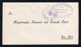 COSTA RICA - 1947 - OFFICIAL MAIL & CANCELLATION: Stampless official cover with oval 'Jefetura Politica Y Comandancia Cantonal Canton de PARAISO' official cachet and CORREOS DE PARAISO DE CARTAGO cds both in purple. Addressed to SAN JOSE.  (COS/8573)