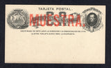 COSTA RICA - 1883 - POSTAL STATIONERY: 4c + 0c black on buff postal stationery reply card (H&G 2) overprinted 'MUESTRA' (Specimen) in large red letters. Fine unused.  (COS/8578)