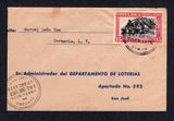 COSTA RICA - 1953 - CANCELLATION & TRAVELLING POST OFFICE: Cover franked with single 1950 15c black & carmine (SG 480) tied by fine GERMANIA LIMON cds. Addressed to SAN JOSE with fine strike of AMBULANTE LINEA VIEJA cds on front. Boxed 'DISTRIBUIDOR No.4' arrival marking on reverse.  (COS/8615)