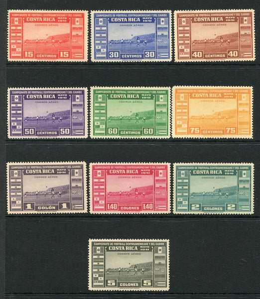 COSTA RICA - 1941 - COMMEMORATIVES & FOOTBALL: 'Central American & Caribbean Football Championships' AIR issue set of ten fine mint. (SG 290/299)  (COS/9325)