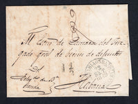 CUBA - 1849 - PRESTAMP & BAEZA CANCEL: Folded letter from BAHIA HONDA to HAVANA with fine BAHIAONDA 'Baeza' cds in black with handstruck '1½' rate marking and Havana arrival cds on reverse.  (CUB/17508)