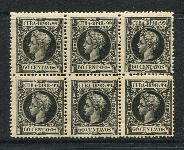 CUBA - 1898 - MULTIPLE: 60c black 'Curly Head' issue, a fine mint block of six. (SG 199)  (CUB/18260)