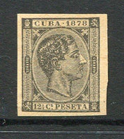 CUBA - 1878 - PROOF: 12½c 'King Alfonso XII' issue dated '1878', a very fine IMPERF PROOF in black on buff paper. (As SG 75)  (CUB/29667)