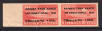 CUBA - 1935 - COMMEMORATIVES: 10c + 10c scarlet 'Havana - Miami Air Train' overprint issue imperf. A fine mint side marginal pair. (SG 400A)  (CUB/29707)