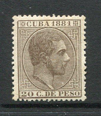 CUBA - 1881 - DEFINITIVE ISSUE: 20c sepia 'King Alfonso XII' issue dated '1881' a fine mint copy. (SG 96)  (CUB/30010)