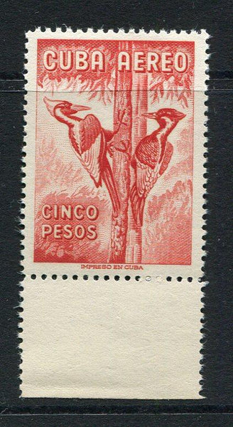 CUBA - 1956 - DEFINITIVE ISSUE & BIRD THEMATIC: 5p scarlet 'Ivory-billed Woodpeckers' BIRD issue, a fine unmounted mint marginal copy. (SG 782)  (CUB/33767)
