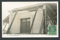 CUBA - 1932 - EARTHQUAKE & POSTCARD: Real photographic PPC '19. - Estacion Ferrocarril' showing the ruins of the station building after the earthquake of 3rd February 1932 which damaged 80% of the buildings in Santiago de Cuba and resulted in over 1500 fatalities. Unaddressed but with 1925 1c green (SG 345) tied on picture side by SANTIAGO DE CUBA cds dated MAY 26 1932. A scarce card recording this devastating earthquake.  (CUB/33787)
