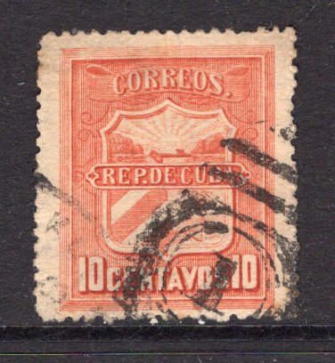 CUBA - 1898 - INSURRECTION ISSUE: 10c orange 'Revolutionary Government' INSURRECTION issue, a good used copy with part '1' duplex cancel in black. Very scarce. (Jones-Roy #195)  (CUB/36555)