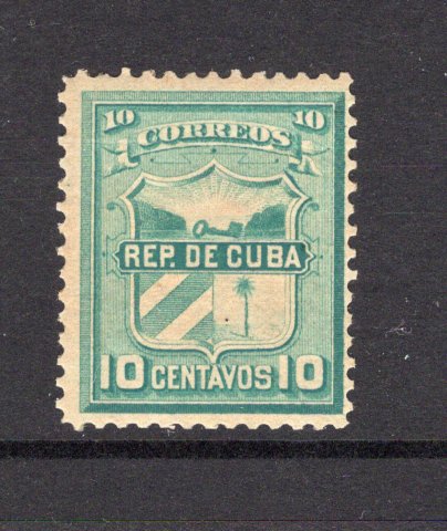 CUBA - 1874 - INSURRECTION: 10c green 'Cuban Revolutionary Government in Exile' issue inscribed 'REP. DE CUBA'. A fine mint copy with gum. These stamps were produced by the Revolutionary Junta in the USA and printed by the Continental Banknote Co. of New York. Very scarce.  (CUB/36693)