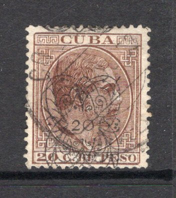 CUBA - 1883 - PROVISIONAL ISSUE: 20c on 20c brown 'La Propaganda Literaria' SURCHARGE issue a fine cds used copy with overprint type 5. (SG 117)  (CUB/38128)