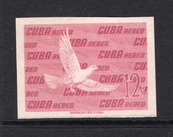 CUBA - 1956 - PROOF: 12c rose carmine 'Plain Pigeon' BIRD issue, a fine IMPERF COLOUR TRIAL in unissued colour. Scarce. (As SG 773)  (CUB/38608)