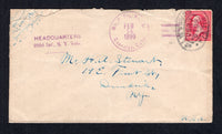 CUBA - 1899 - SPANISH AMERICAN WAR: Cover with manuscript 'From T D Baird, Corp 202, Regt NYC, Guanajay, Cuba' at top left franked with USA 1898 2c rose pink (SG 284c) tied by fine strike of undated oval MIL STA GUANAJAY CUBA NO.16 cancel in black with fine MIL. P. STA No. 16 GUANAJAY, CUBA cds dated FEB 14 1899 and two line 'HEADQUARTERS 202d Inf N.Y. Vols.' cachet both in purple alongside. Addressed to USA with arrival cds on reverse. Cover is a little roughly opened at top but in good condition for thes