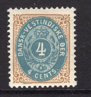 DANISH WEST INDIES - 1896 - NUMERAL ISSUE: 4c pale blue & yellow brown 'Numeral' issue, perf 12½, a fine mint copy. (SG 33)  (DEN/24725)