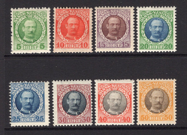 DANISH WEST INDIES - 1907 - DEFINITIVES: 'King Frederik VIII' issue, the set of eight fine mint. (SG 60/67)  (DEN/24730)