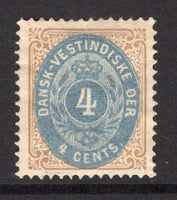 DANISH WEST INDIES - 1873 - NUMERAL ISSUE: 4c pale blue and pale yellow brown 'Numeral' issue, a fine mint copy with full O.G. (SG 18)  (DEN/27555)