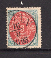 DANISH WEST INDIES - 1895 - CANCELLATION: 3c dull brown red & turquoise blue 'Numeral' issue used with good strike of ST. JAN cds dated 10 8 1895. A rare cancellation. (SG 15)  (DEN/27556)