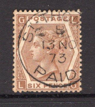 DANISH WEST INDIES - 1872 - BRITISH POST OFFICES: 6d chestnut QV issue of Great Britain used with fine central strike of ST. THOMAS PAID cds dated 13 NOV 1873 of the British P.O. at St. Thomas. Very fine & scarce. (SG Z19)  (DEN/31389)