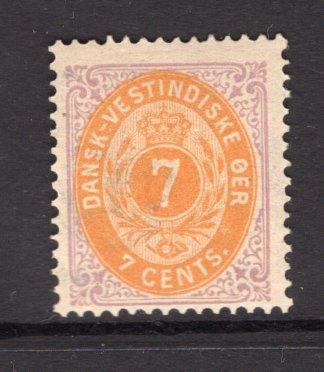 DANISH WEST INDIES - 1873 - NUMERAL ISSUE: 7c orange yellow and reddish purple 'Numeral' issue, a very fine mint copy with full O.G. (SG 21)  (DEN/31659)
