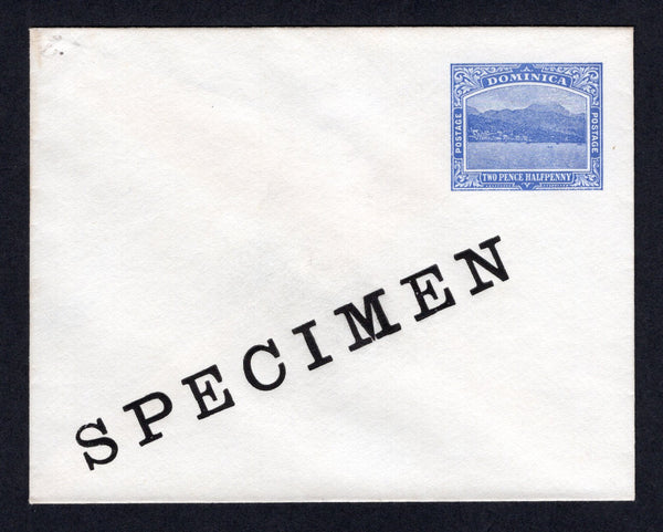 DOMINICA - 1903 - POSTAL STATIONERY & SPECIMEN: 2½d ultramarine postal stationery envelope (H&G B2) with large 'SPECIMEN' overprint in black. Fine unused.  (DMN/18678)