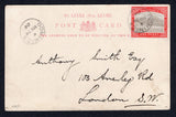DOMINICA - 1904 - PICTORIAL ISSUE: Black & white PPC 'Castries Harbour, St Lucia W.I.' franked on message side with 1903 1d grey & red 'Roseau from the Sea' issue (SG 28) tied by DOMINICA cds. Addressed to UK.  (DMN/18683)