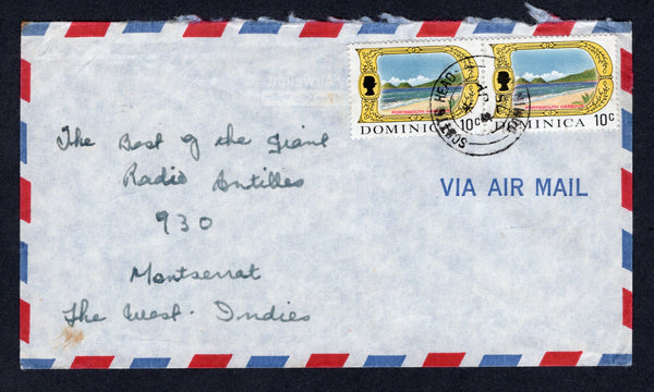 DOMINICA - 1975 - CANCELLATION: Airmail cover franked with pair 1969 10c QE2 issue (SG 280) tied by fine SCOTTS HEAD cds. Addressed to MONTSERRAT.  (DMN/34829)